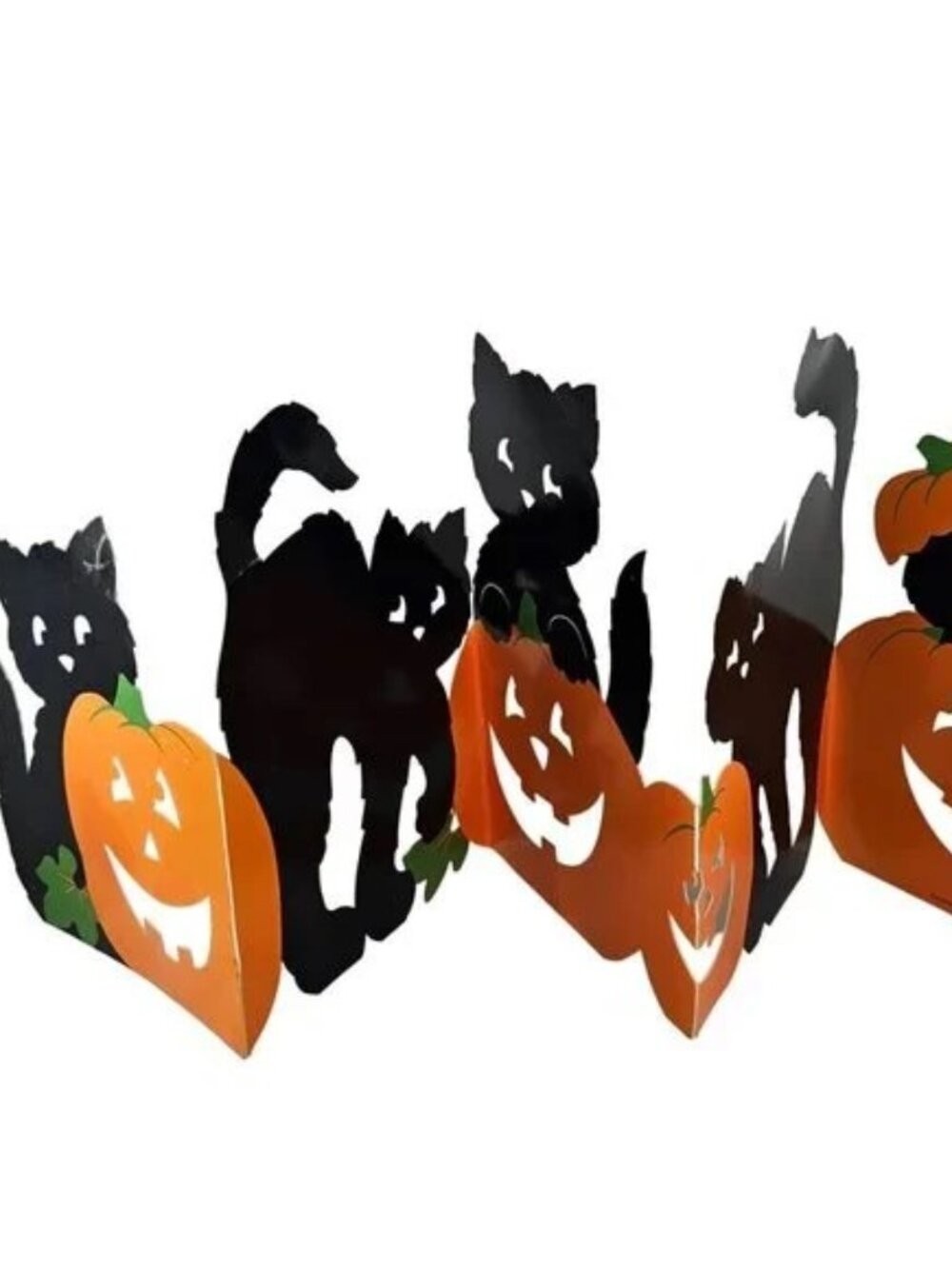 Vintage NWT NOS 46"x11" Hallmark Halloween Black Cat Pumpkin JOL Die Cut Sealed